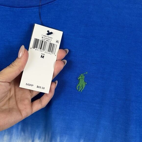 NWT Polo Ralph Lauren M Classic Fit Tie Dye Tee Blue White Orange Logo - Picture 4 of 9